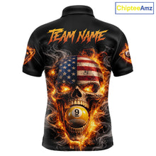 Load image into Gallery viewer, Skull Flaming Pool 8 Ball &amp; 9 Ball Billiard Shirt For Men Personalized 3D Ball Billiard Attire NYN2586