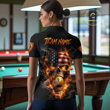 Load image into Gallery viewer, Skull Flaming Pool 8 Ball &amp; 9 Ball Billiard Shirt For Women Personalized 3D Ball Billiard Attire NYN2586