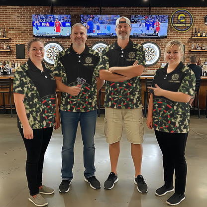 Custom Camouflage Pattern Dartboard Darts Quarter-Zip Shirts For Men Outfits Darts Jerseys NYN2754