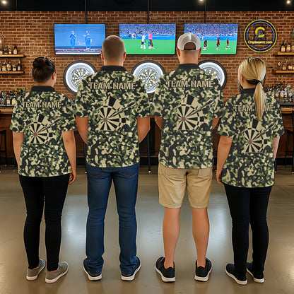 Custom Camouflage Pattern Dartboard Darts Quarter-Zip Shirts For Men Outfits Darts Jerseys NYN2754
