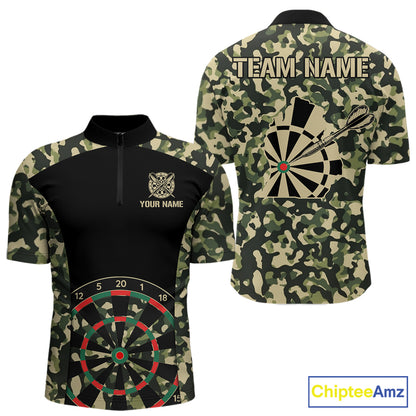 Custom Camouflage Pattern Dartboard Darts Quarter-Zip Shirts For Men Outfits Darts Jerseys NYN2754