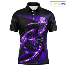 Load image into Gallery viewer, Thunder Purple Dartboard Men Dart Polo &amp; 1/4-Zip Shirt Custom Name Splatter Dart Jersey For Darters NYN2964