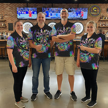 Load image into Gallery viewer, Holographic Splatter Dartboard Men Dart Shirt Custom Name Grunge Ribbon Dart Jersey For Darters NYN2967