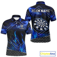 Load image into Gallery viewer, Flaming Dartboard &amp; Dart Arrows Blue Darts Shirt For Men - Custom Name &amp; Team Jersey NYN0668