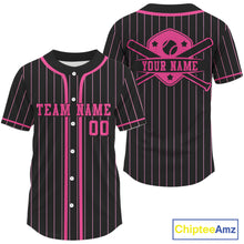Load image into Gallery viewer, Men's Pink And Black Baseball Jersey Custom Classic Pinstripe Baseball Shirt For Fans NYN0872