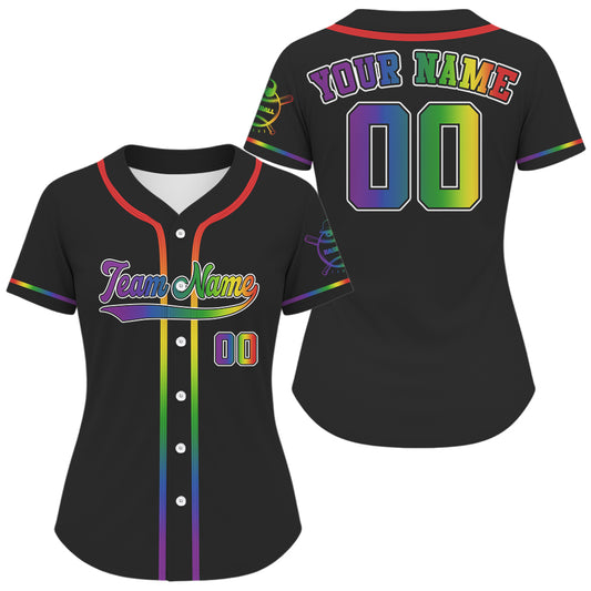 Women's LGPT Pride Baseball Jersey Custom Colorful Baseball Shirt For LGPTQ+ Fans NYN0873