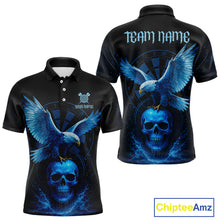 Load image into Gallery viewer, Custom Blue Skull Eagle Dartboard Darts Shirt For Men Personalized Dart Team Jersey  NYN1277