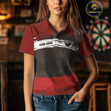 Load image into Gallery viewer, Custom Grunge Black And Red Dripping Dartboard Dart Team Women Polo Shirt NYN1547
