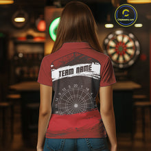 Load image into Gallery viewer, Custom Grunge Black And Red Dripping Dartboard Dart Team Women Polo Shirt NYN1547