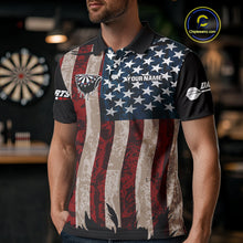 Load image into Gallery viewer, Colorful Skull Grunge Dartboard US Flag Dart Men Polo Shirt, Patriotic Dart Jerseys NYN1556