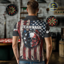 Load image into Gallery viewer, Colorful Skull Grunge Dartboard US Flag Dart Men Polo Shirt, Patriotic Dart Jerseys NYN1556