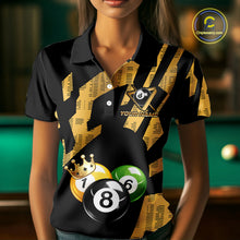 Load image into Gallery viewer, Gold Crown Ball Billiard Ball Shirts For Women Personalized Attire Billiard Team Shirts NYN2324