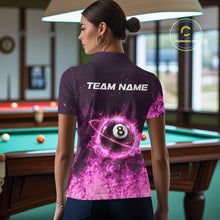 Load image into Gallery viewer, Custom Pink Flaming 8 Ball Light Women's Billiard Shirts Personalized Billiard Attire Gifts NYN2325