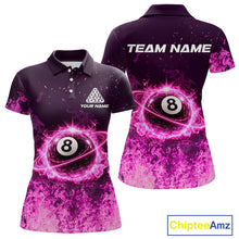Load image into Gallery viewer, Custom Pink Flaming 8 Ball Light Women's Billiard Shirts Personalized Billiard Attire Gifts NYN2325