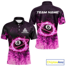 Load image into Gallery viewer, Custom Pink Flaming 8 Ball Light Men's Billiard Shirts Personalized Billiard Attire Gifts NYN2325