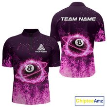 Load image into Gallery viewer, Custom Pink Flaming 8 Ball Light Men's Billiard Shirts Personalized Billiard Attire Gifts NYN2325