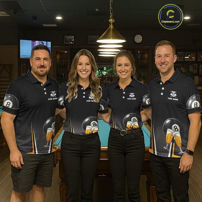 Custom Funny Cheer Beer & 8 Ball Women's Billiard Shirts Personalized Billiard Apparel Gifts NYN2326