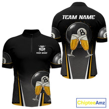 Load image into Gallery viewer, Custom Funny Cheer Beer &amp; 8 Ball Men's Billiard Shirts Personalized Billiard Apparel Gifts NYN2326