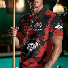 Load image into Gallery viewer, Custom Red Grunge Ball Billiard Shirts For Men Personalized Ball 8 Billiard Attire Gifts NYN2328