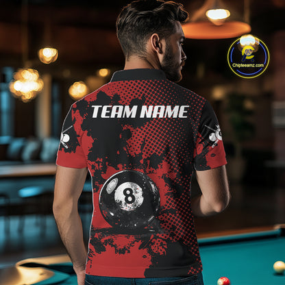 Custom Red Grunge Ball Billiard Shirts For Women Personalized Ball 8 Billiard Attire Gifts NYN2328