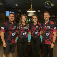 Load image into Gallery viewer, Custom Red Grunge Ball Billiard Shirts For Men Personalized Ball 8 Billiard Attire Gifts NYN2328