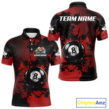 Load image into Gallery viewer, Custom Red Grunge Ball Billiard Shirts For Men Personalized Ball 8 Billiard Attire Gifts NYN2328