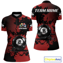 Load image into Gallery viewer, Custom Red Grunge Ball Billiard Shirts For Women Personalized Ball 8 Billiard Attire Gifts NYN2328