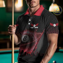 Load image into Gallery viewer, Black &amp; Red Flaming 8 Ball Light Men's Billiard Shirts Personalized Billiard Team Attire NYN2329