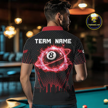 Load image into Gallery viewer, Black &amp; Red Flaming 8 Ball Light Men's Billiard Shirts Personalized Billiard Team Attire NYN2329
