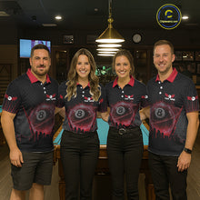 Load image into Gallery viewer, Black &amp; Red Flaming 8 Ball Light Men's Billiard Shirts Personalized Billiard Team Attire NYN2329