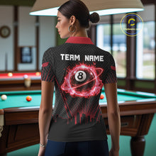 Load image into Gallery viewer, Black &amp; Red Flaming 8 Ball Light Women's Billiard Shirts Personalized Billiard Team Attire NYN2329