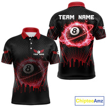 Load image into Gallery viewer, Black &amp; Red Flaming 8 Ball Light Men's Billiard Shirts Personalized Billiard Team Attire NYN2329