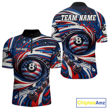 Load image into Gallery viewer, Custom US Flag Pool 8 Ball Billiard Shirt For Men Personalized Patriotic Ball Billiard Attire NYN2591