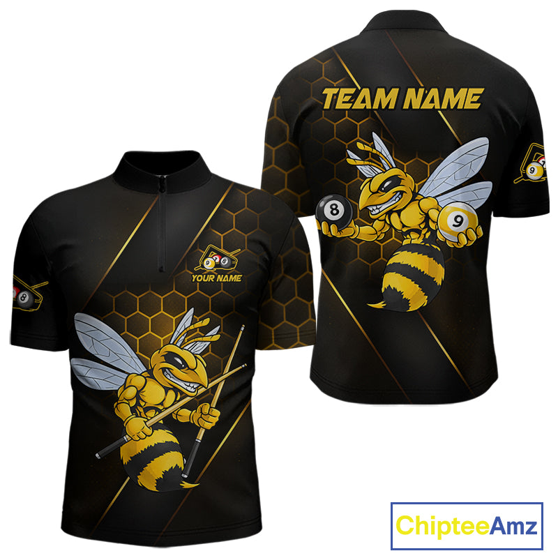 Yellow Hexagon Funny Bee 8 Ball & 9 Ball Pool Billiard Jerseys For Men Custom Billiard Team Appeal NYN2758