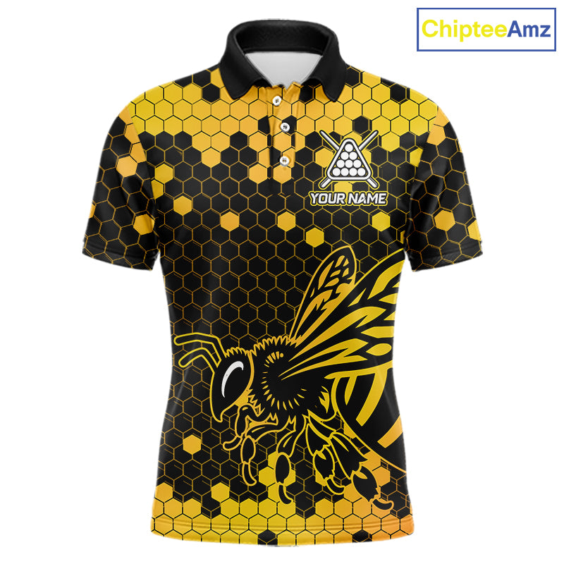 Hexagon Bee 8 Ball Pool Billiard Polo & Quarter-Zip Jerseys For Men Custom Billiard Team Appeal NYN2759