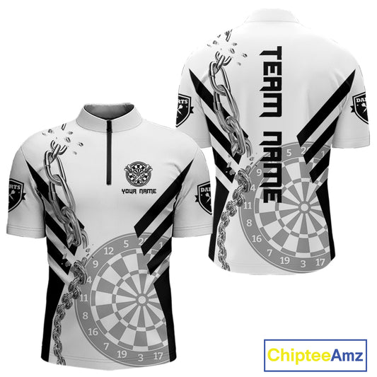 Silver Chains White And Black Dartboards Dart Shirts For Men, Dart Team Jerseys NYN0054
