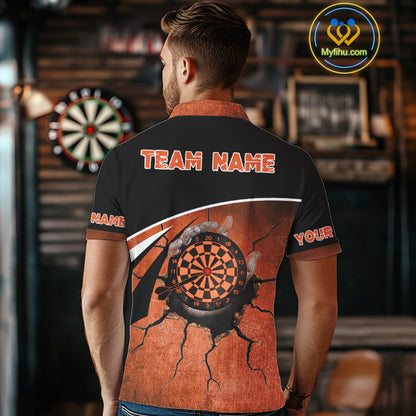 Hand Holding Orange Dartboards Cracked Grunge Dart Shirts For Men, Dart Jerseys NYN0056