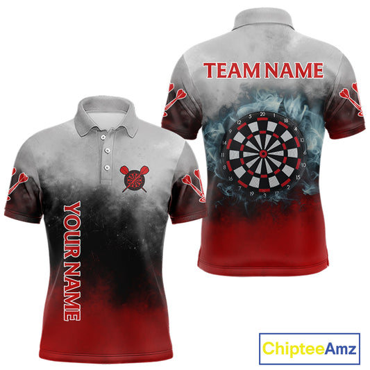 Custom Red And Blue Smoke Dartboards Dart Shirts For Men Grunge Dart Team Jerseys NYN0060