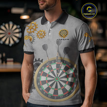 Load image into Gallery viewer, Steampunk Skull &amp; Gold Dart Arrow Funny Darts Shirt For Men - Customizable Name NYN0401