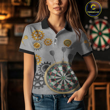 Load image into Gallery viewer, Steampunk Skull &amp; Gold Dart Arrow Funny Darts Shirt For Women - Customizable Name NYN0401