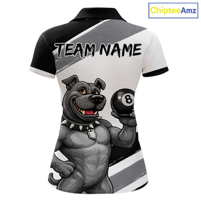 Grey And White Paint Funny Bulldog 8 Ball Billiard Pool Shirt For Women Custom Billiard Team Appeal NYN2765