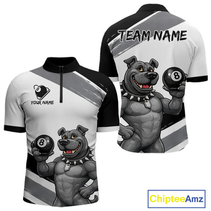 Grey And White Paint Funny Bulldog 8 Ball Billiard Pool Shirt For Men Custom Billiard Team Appeal NYN2765
