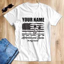 Load image into Gallery viewer, America And Darts T-Shirts Custom Dart Shirt For Men And Women, Darts For Gift NYN0217