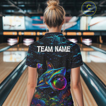 Load image into Gallery viewer, Funny Shark Ocean Neon Bowling  Jerseys For Women Custom Colorful Bowling Shirts Team Attire NYN3169