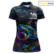 Load image into Gallery viewer, Funny Shark Ocean Neon Bowling  Jerseys For Women Custom Colorful Bowling Shirts Team Attire NYN3169