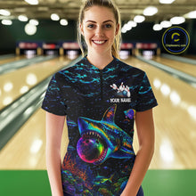 Load image into Gallery viewer, Funny Shark Ocean Neon Bowling  Jerseys For Women Custom Colorful Bowling Shirts Team Attire NYN3169