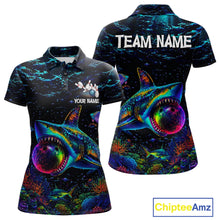Load image into Gallery viewer, Funny Shark Ocean Neon Bowling  Jerseys For Women Custom Colorful Bowling Shirts Team Attire NYN3169