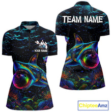 Load image into Gallery viewer, Funny Shark Ocean Neon Bowling  Jerseys For Women Custom Colorful Bowling Shirts Team Attire NYN3169