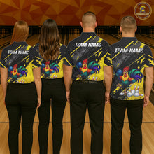 Load image into Gallery viewer, Personalized Colorful Funny Rooster Bowling Shirt For Men Yellow Grunge Bowling Team Jersey NYN3174
