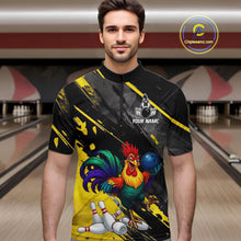 Load image into Gallery viewer, Personalized Colorful Funny Rooster Bowling Shirt For Men Yellow Grunge Bowling Team Jersey NYN3174